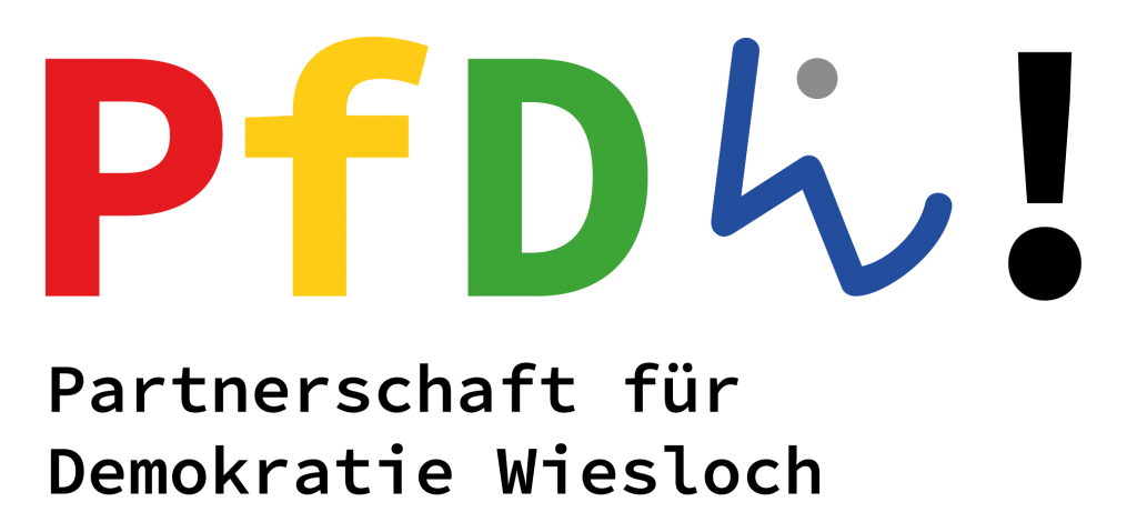 Logo der Partnerscahft für Demokratie Wiesloch mit Text