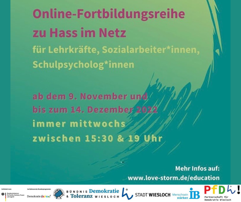 Poster mit Infos zur Veranstaltung Fortbildung zum Thema 'Hass im Netz'
